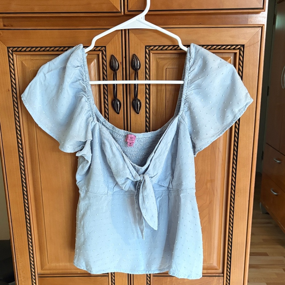 Miami Light Blue Tie-Front Blouse